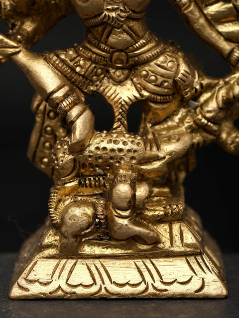3" Small Goddess Mahishasuramardini (Goddess Durga) | Brass Statue