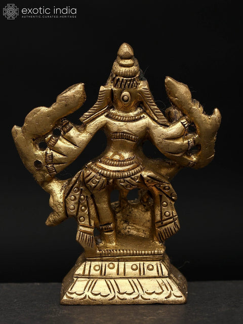 3" Small Goddess Mahishasuramardini (Goddess Durga) | Brass Statue