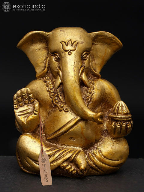 3" Small Blessing Lord Ganesha | Brass Statue | Made In India