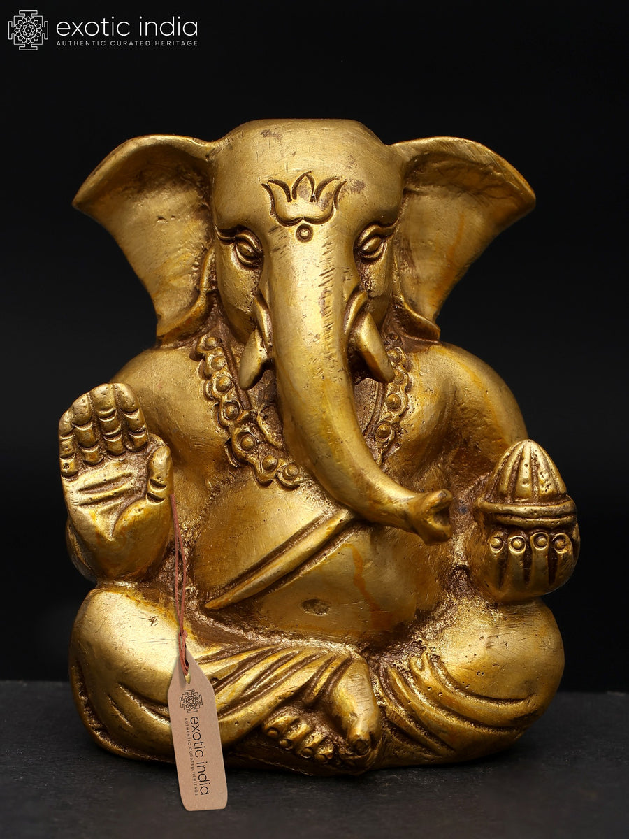 3" Blessing Lord Ganesha Handmade Brass Statue