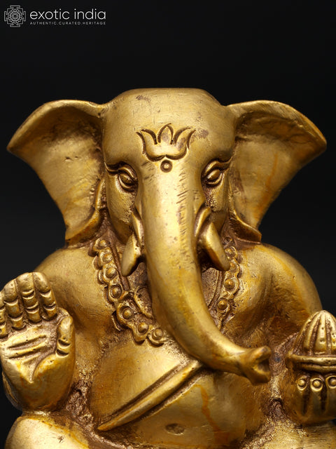 3" Small Blessing Lord Ganesha | Brass Statue | Made In India