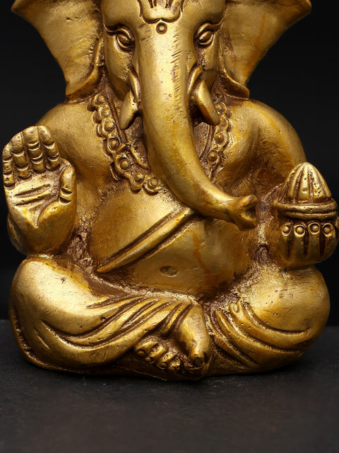 3" Small Blessing Lord Ganesha | Brass Statue | Made In India