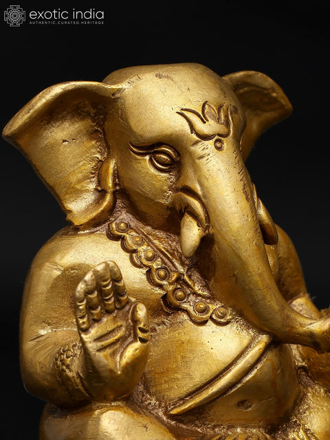 3" Small Blessing Lord Ganesha | Brass Statue | Made In India