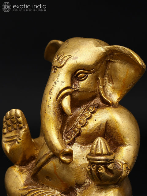 3" Small Blessing Lord Ganesha | Brass Statue | Made In India