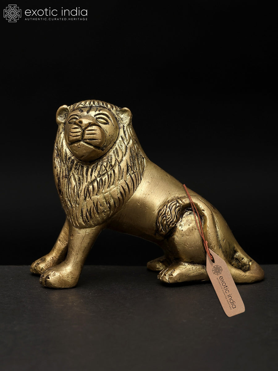 3" Small Lion Brass Figurine for Home Decor