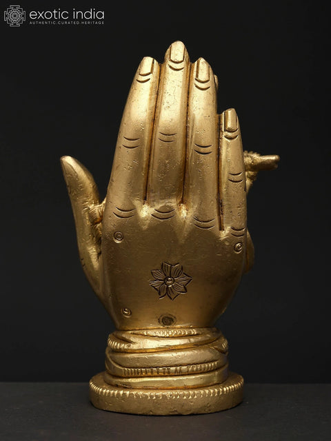 4" Small Radha Krishna on Hand | Brass Statue