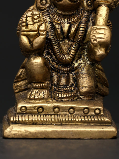 2" Small Sitting Lord Hanuman in Blessing Gesture | Brass Statue