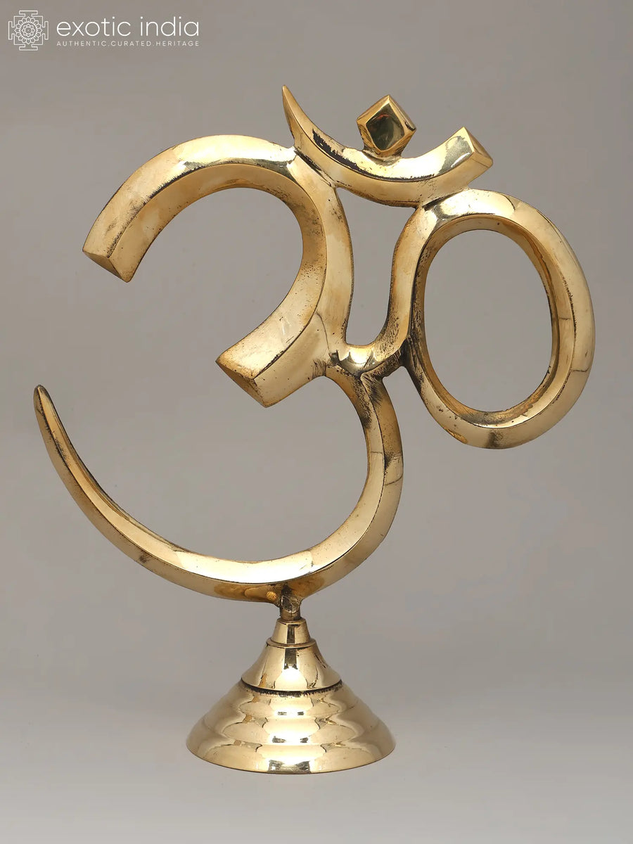 Brass Om Aum Symbol Handmade Statue for Hindu Home Altar