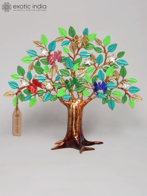 13" Brass Tree of Life with Butterflies Home Decor Statue