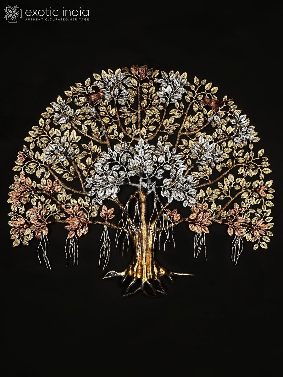 31" Large Brass Tree of Life with Birds Wall Hanging Home Decor