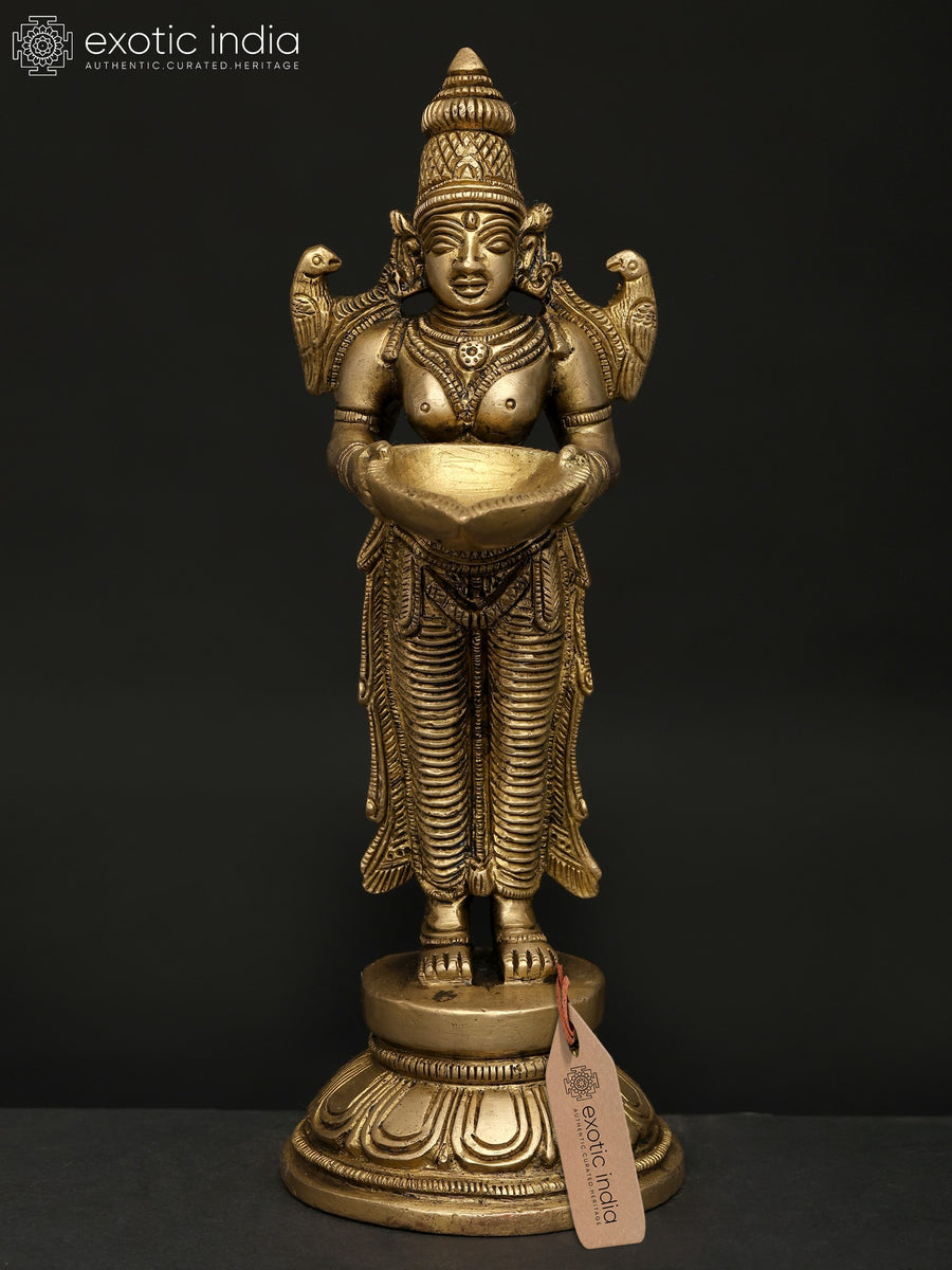 8" Deep Lakshmi Handmade Brass Statue for Pooja