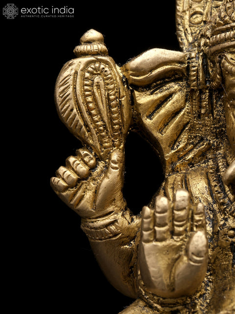 4" Small Four Armed Blessing Lord Ganesha | Brass Statue
