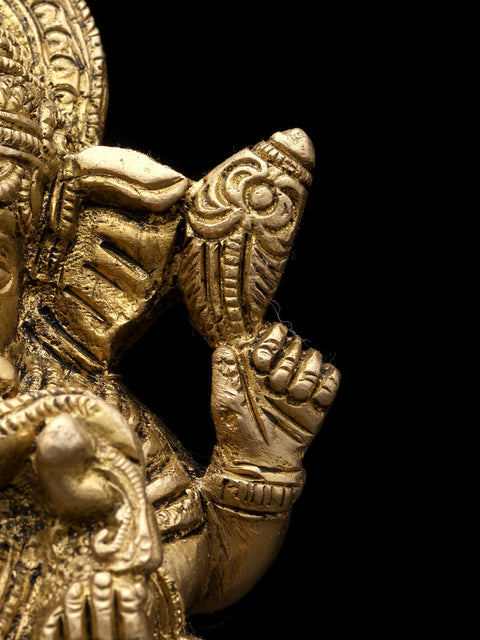 4" Small Four Armed Blessing Lord Ganesha | Brass Statue