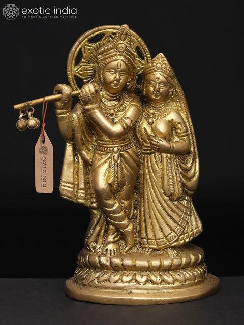 5" Small Standing Radha Krishna | Brass Statue | Made In India
