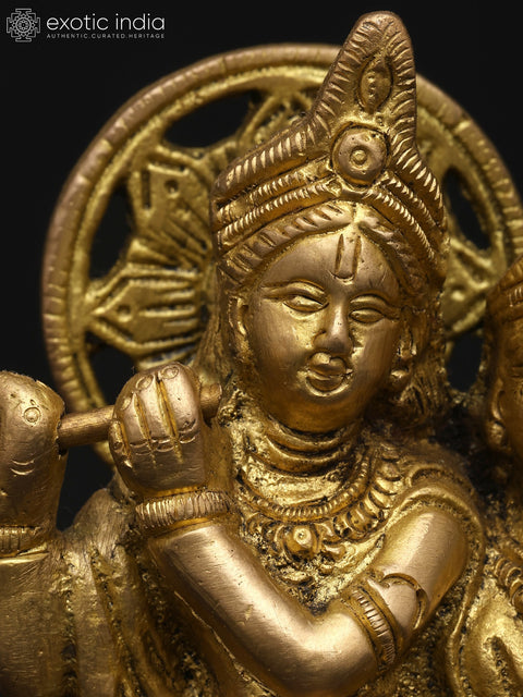 5" Small Standing Radha Krishna | Brass Statue | Made In India
