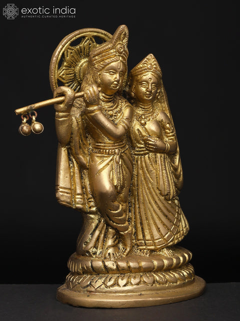 5" Small Standing Radha Krishna | Brass Statue | Made In India