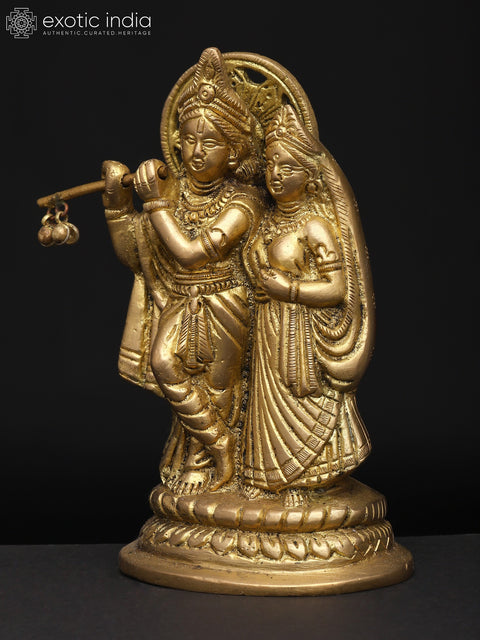 5" Small Standing Radha Krishna | Brass Statue | Made In India