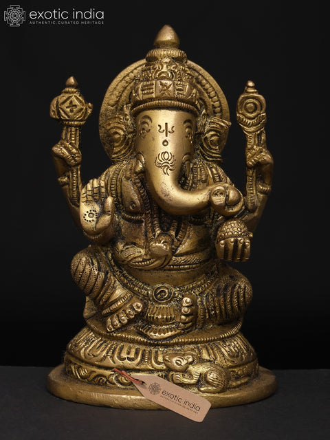 5" Small Four Armed Blessing Lord Ganesha | Brass Statue