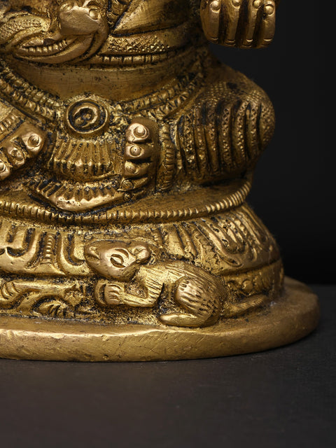 5" Small Four Armed Blessing Lord Ganesha | Brass Statue