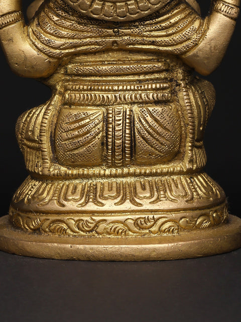 5" Small Four Armed Blessing Lord Ganesha | Brass Statue