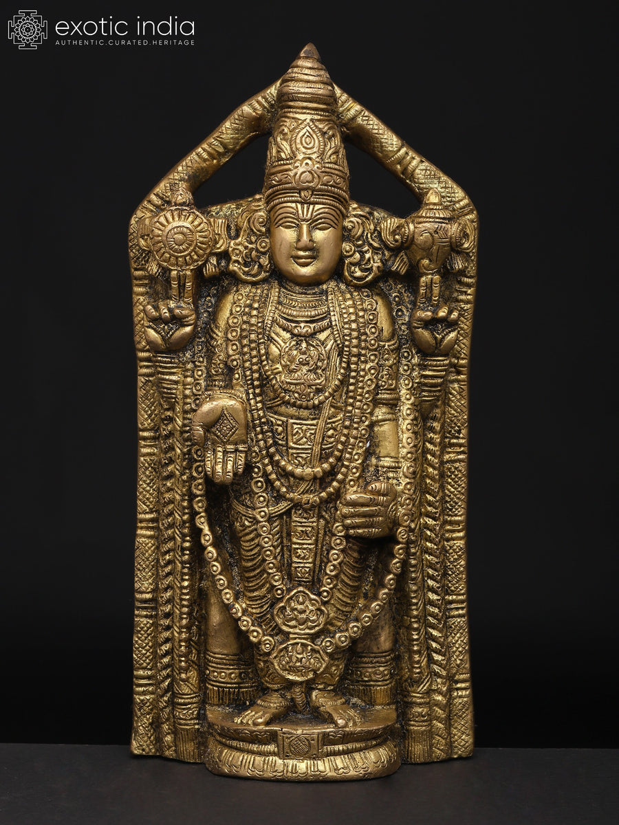 8" Lord Tirupati Balaji Venkateshvara Brass Statue for Pooja