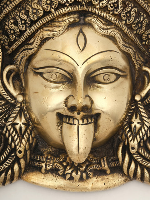 8" Brass Goddess Durga Wall Hanging Mask | Made In India
