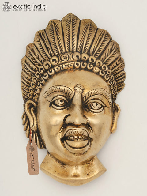 8" Brass Tribal Lady Wall Hanging Mask | Made In India