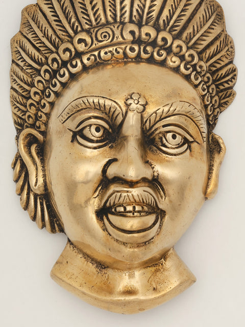 8" Brass Tribal Lady Wall Hanging Mask | Made In India