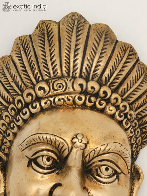 8" Brass Tribal Lady Wall Hanging Mask | Made In India