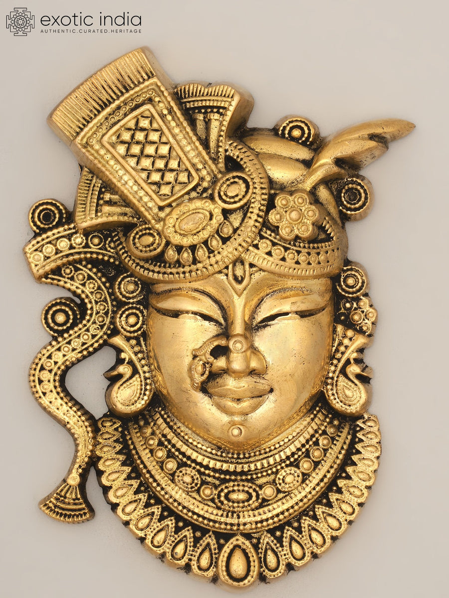 6" Handmade Brass Shrinathji Wall Hanging Statue
