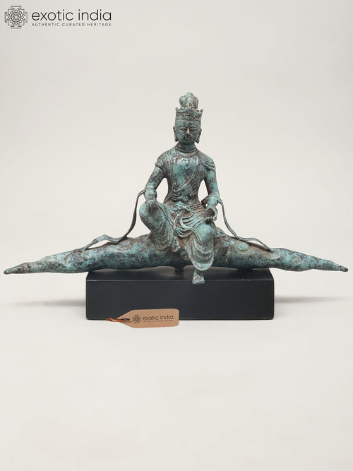 14" Sitting Lord Indra Brass Statue Handmade
