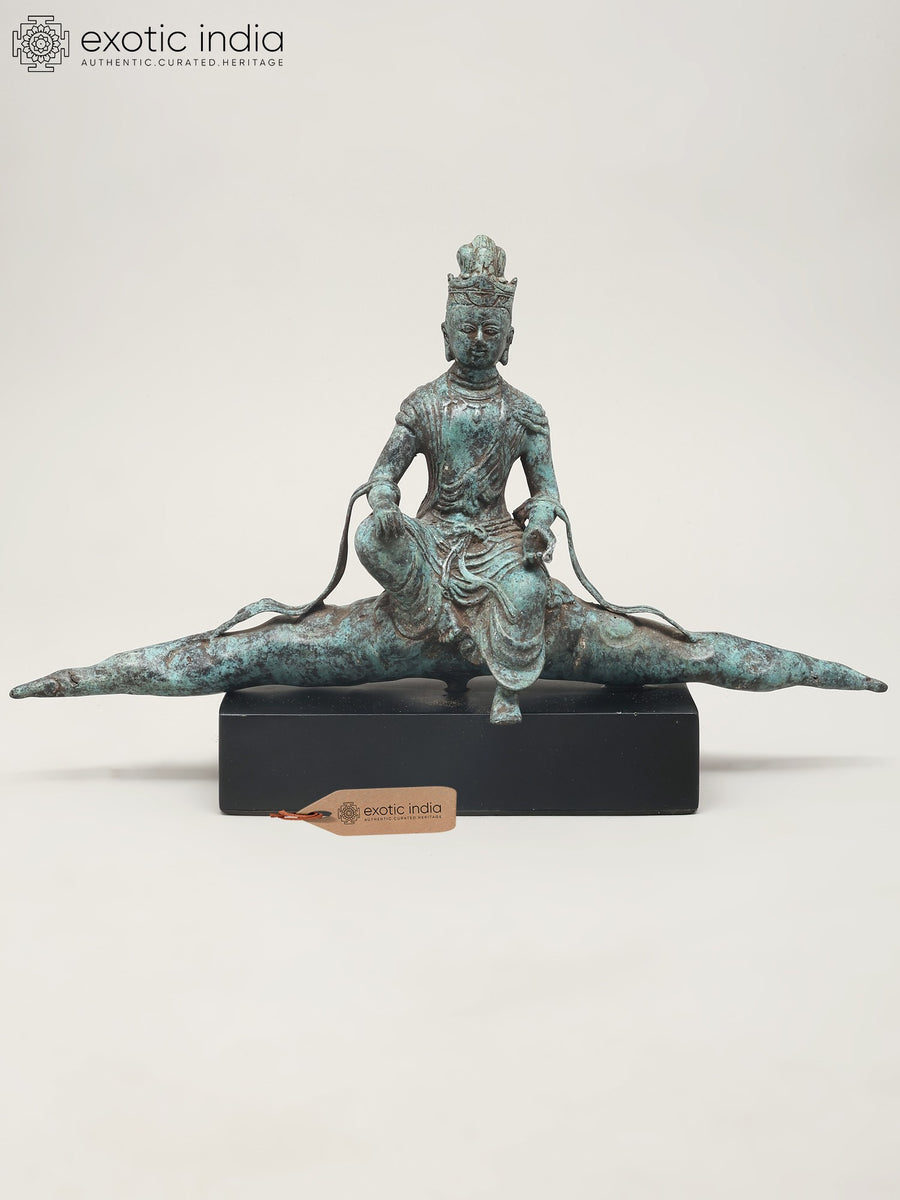 14" Sitting Lord Indra Brass Statue Handmade