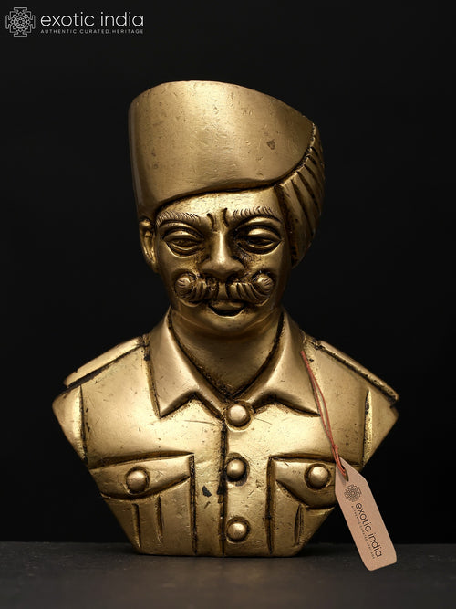 4" Handmade Indian Army Soldier Brass Bust Statue