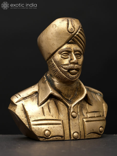3" Small Subedar Joginder Singh Brass Bust | Table Piece