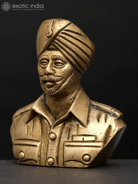 3" Small Subedar Joginder Singh Brass Bust | Table Piece
