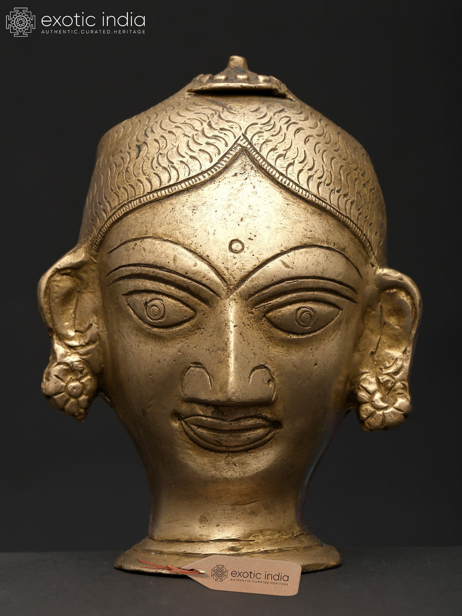 5" Goddess Gauri Parvati Brass Head Statue for Pooja