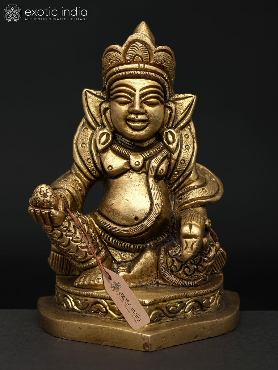 4" Seated Lord Kubera Brass Idol for Pooja