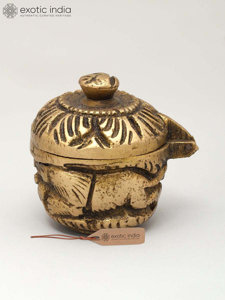 2" Small Brass Sindoor Box for Pooja