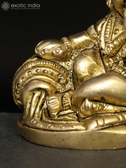 2" Small Sculpture of Little Krishna Eating Butter | Brass Figurine