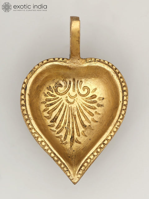 3" Small Handheld Ritual Brass Diya with Carvings