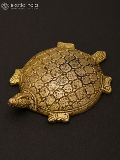 4" Vastu Tortoise with Carvings on Top | Ritual Brass Item