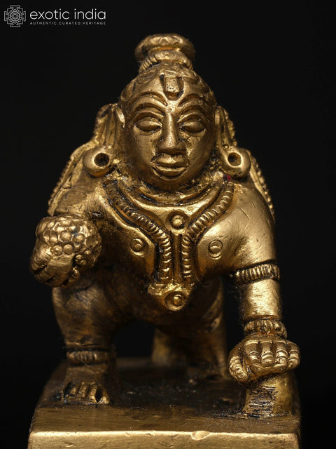 2" Small Laddu Gopal Krishna | Brass Statue