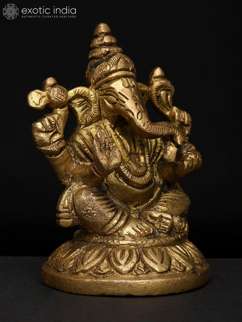 3" Small Chaturbhuja Lord Ganesha | Brass Statue