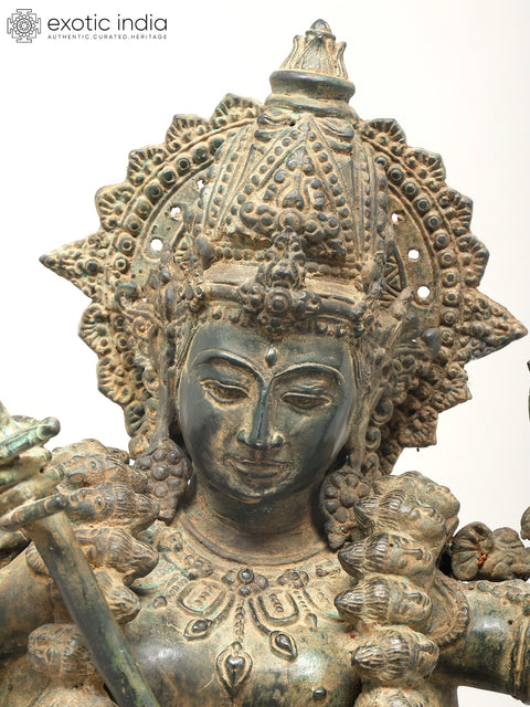 27" Fierce Grace: Dancing Goddess Kali Sculpture from Indonesia