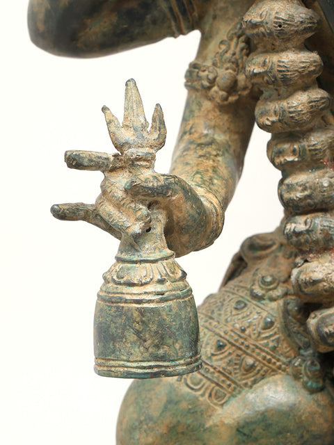 27" Fierce Grace: Dancing Goddess Kali Sculpture from Indonesia