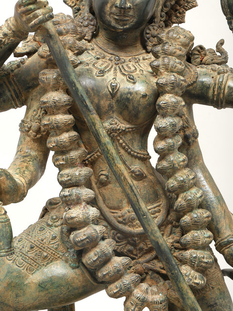 27" Fierce Grace: Dancing Goddess Kali Sculpture from Indonesia