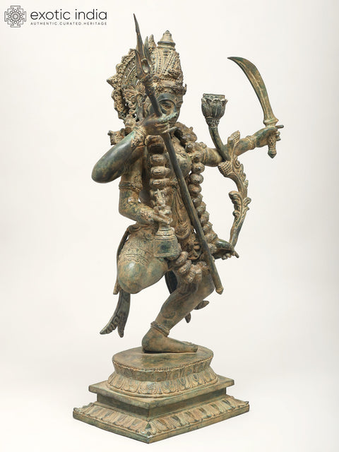 27" Fierce Grace: Dancing Goddess Kali Sculpture from Indonesia
