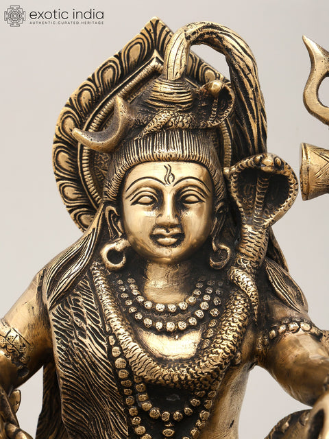 9" Sitting Lord Shiva with Shivalinga and Nandi | Brass Statue