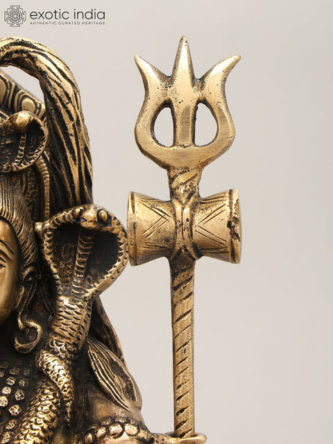 9" Sitting Lord Shiva with Shivalinga and Nandi | Brass Statue