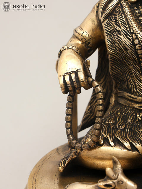 9" Sitting Lord Shiva with Shivalinga and Nandi | Brass Statue